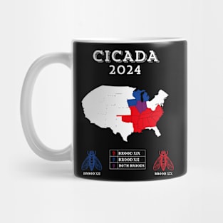 Cicada Map 2024 Cicadas Invasion Tour Brood XIX XIII 2024 Mug